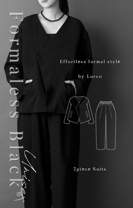 【Formaless Black®(フォーマレス ブラック®)】< 自宅で洗える> ノーカラーパンツスーツ ブラックフォーマル 洗える ユニセックス U1・U2 <33-311019>