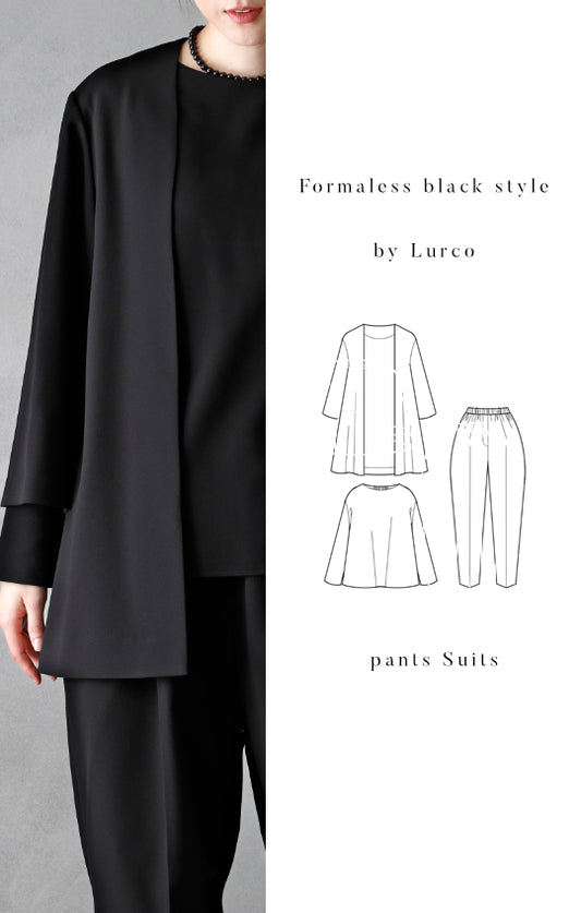 【Formaless Black®(フォーマレス ブラック®)】< 自宅で洗える> ドレープケープジャケットパンツスーツ ブラックフォーマル 洗える テーパードパンツ 7・9・11・13号/S・M・L・LL<55-321025>