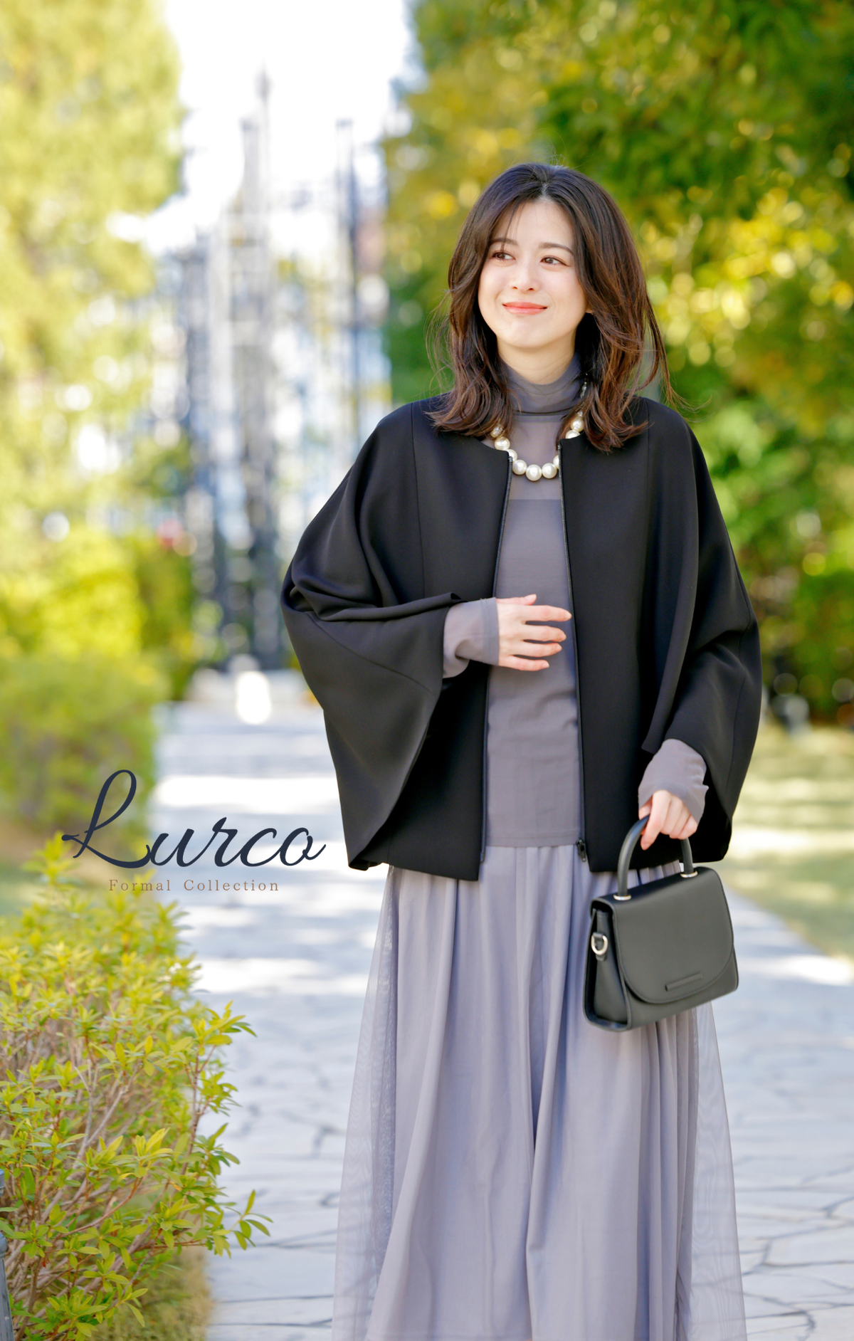 【Formaless Black®(フォーマレス ブラック®)】< 自宅で洗える> ケープデザインパンツスーツ ブラックフォーマル 洗える テーパードパンツ 9･11号/M･L <54-321023>