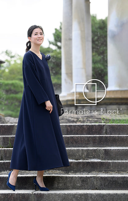 【Formaless Black(フォーマレス ブラック)】セレモニースーツ ワンピース ロング丈 フリーサイズ ネイビーカラー<32-313008>