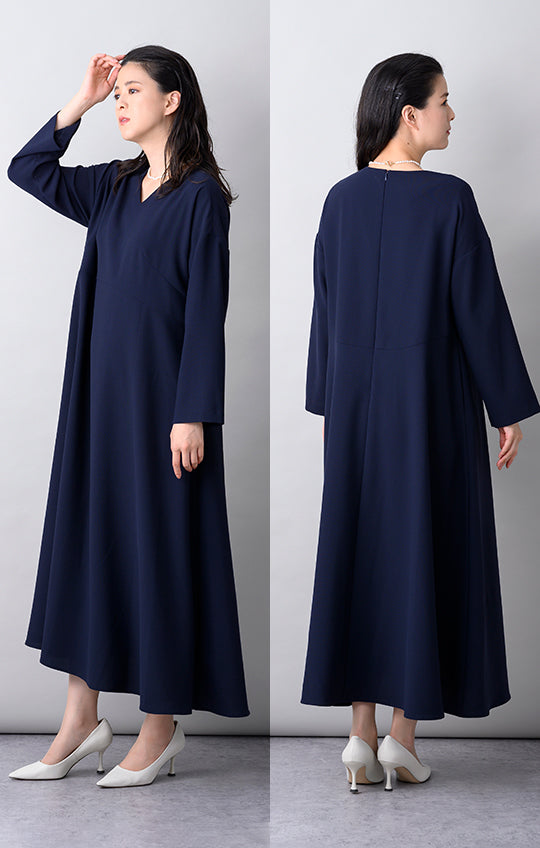 【Formaless Black(フォーマレス ブラック)】セレモニースーツ ワンピース ロング丈 フリーサイズ ネイビーカラー<32-313008>