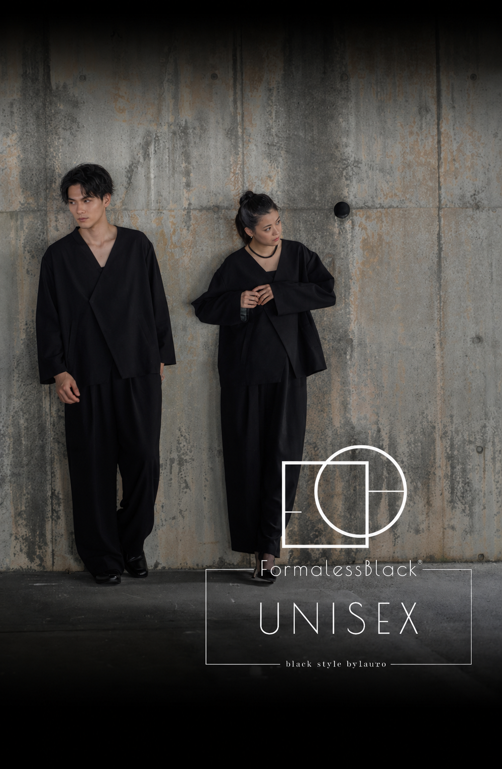 【Formaless Black®(フォーマレス ブラック®)】< 自宅で洗える> ノーカラーパンツスーツ ブラックフォーマル 洗える ユニセックス U1･U2 <33-311019>