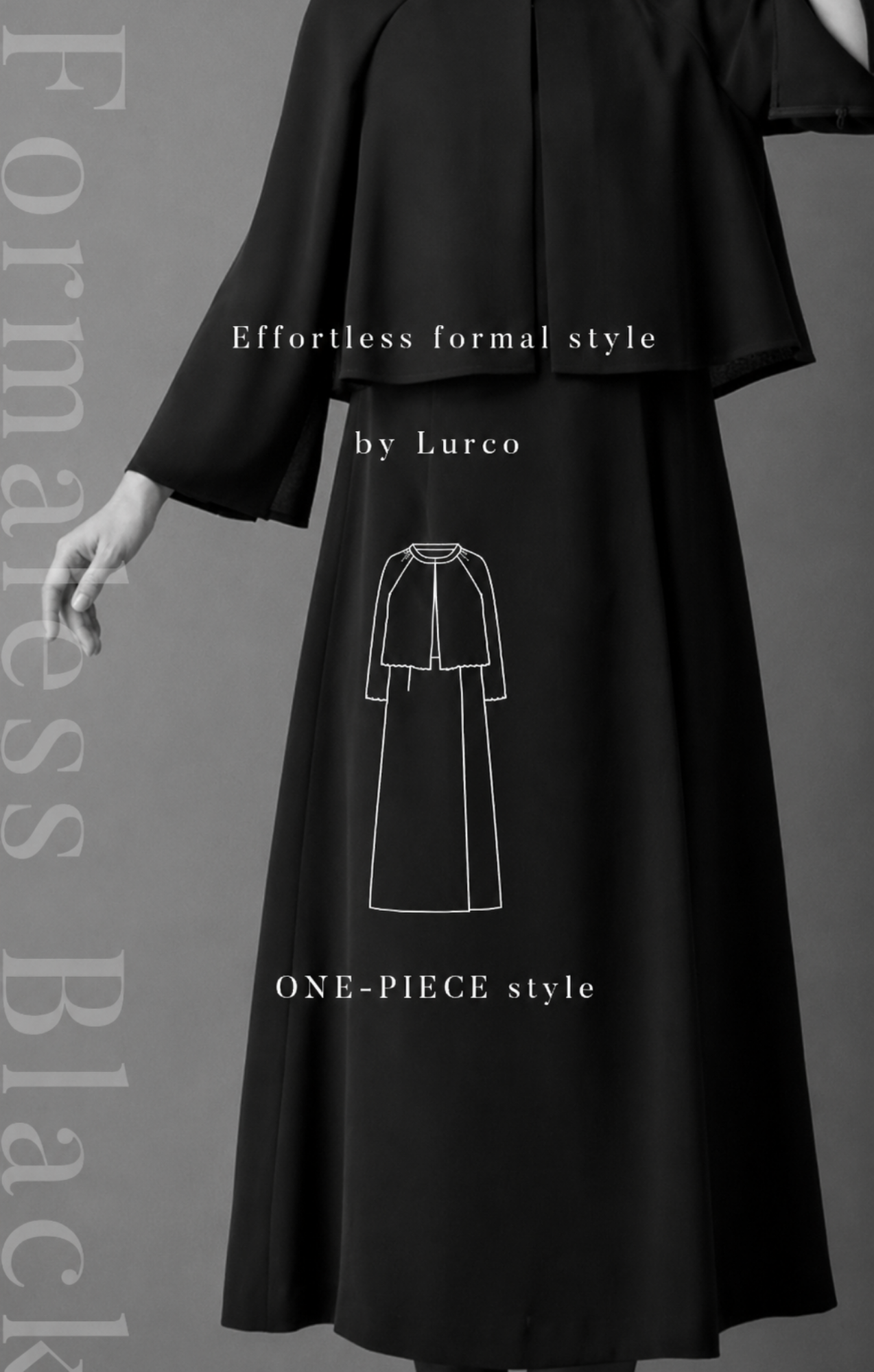 【Formaless Black®(フォーマレス ブラック®)】< 自宅で洗える>アシンメトリーワンピース ブラックフォーマル 洗える ミモレ丈 M･L<56-403005>