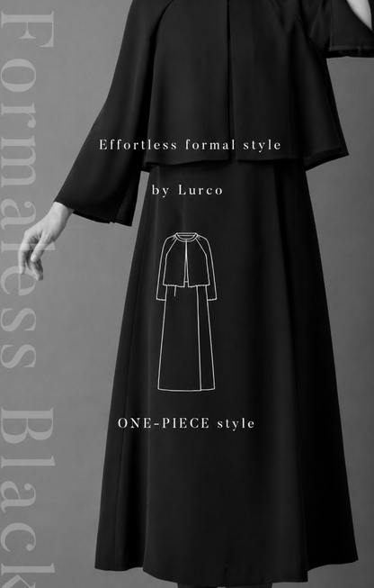 【Formaless Black®(フォーマレス ブラック®)】< 自宅で洗える>アシンメトリーワンピース ブラックフォーマル 洗える ミモレ丈 M･L<56-403005>
