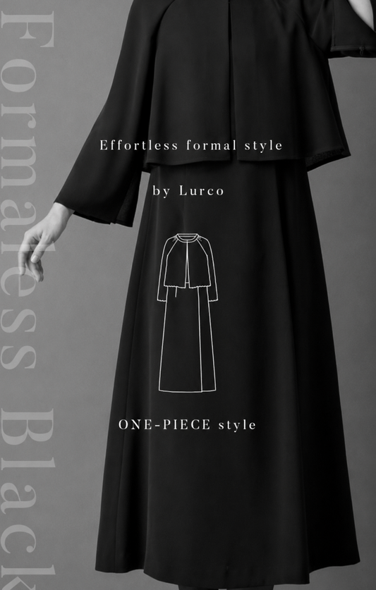 【Formaless Black®(フォーマレス ブラック®)】< 自宅で洗える>アシンメトリーワンピース ブラックフォーマル 洗える ミモレ丈 M･L<56-403005>