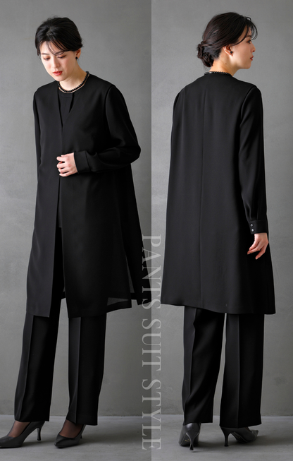 【Formaless Black®(フォーマレス ブラック®)】< 自宅で洗える>ジレジャケットパンツスーツ ブラックフォーマル 洗える  M･L･LL<56-401004>