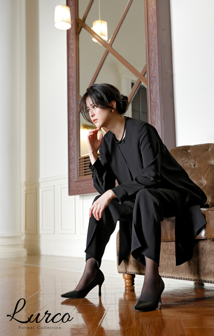 【Formaless Black®(フォーマレス ブラック®)】< 自宅で洗える>ジレジャケットパンツスーツ ブラックフォーマル 洗える  M･L･LL<56-401004>