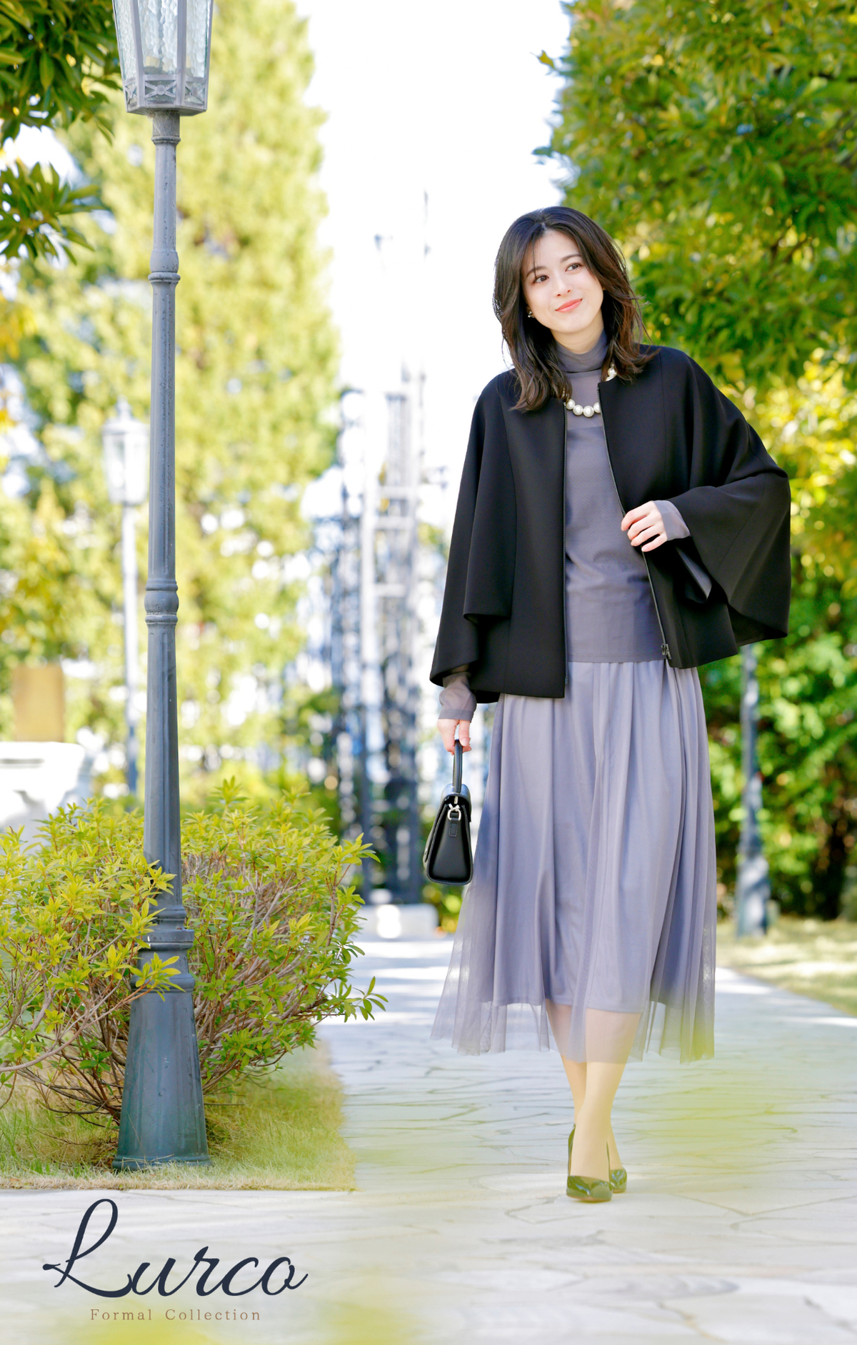 【Formaless Black®(フォーマレス ブラック®)】< 自宅で洗える> ケープデザインパンツスーツ ブラックフォーマル 洗える テーパードパンツ 9･11号/M･L <54-321023>