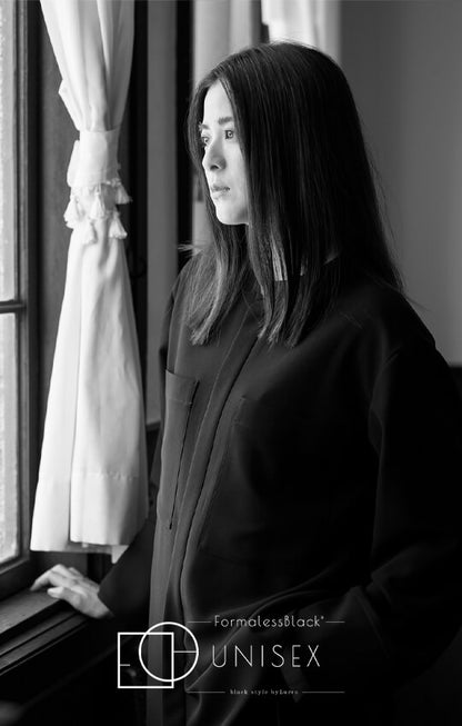 【Formaless Black®(フォーマレス ブラック®)】< 自宅で洗える> ノーカラーパンツスーツ ブラックフォーマル 洗える ユニセックス U1･U2 <33-311020>