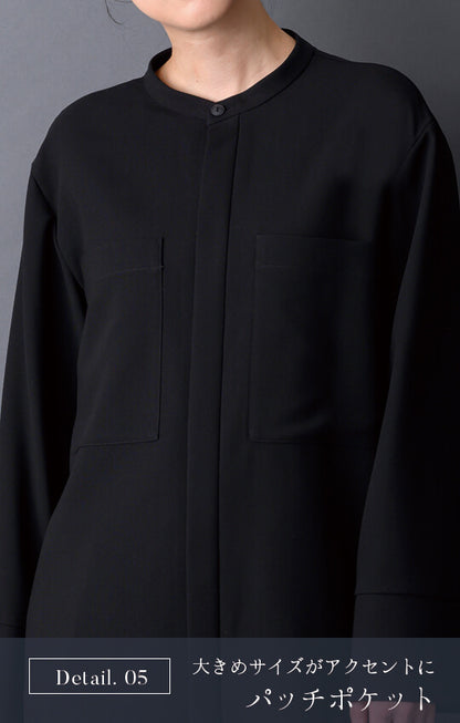【Formaless Black®(フォーマレス ブラック®)】< 自宅で洗える> ノーカラーパンツスーツ ブラックフォーマル 洗える ユニセックス U1･U2 <33-311020>