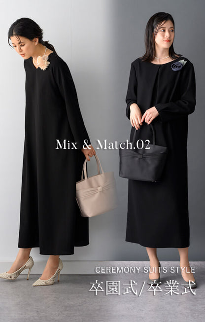 【Formaless Black®(フォーマレス ブラック®)】< 自宅で洗える/選べるデザイン>フレアワンピースorBOXワンピースブラックフォーマル 洗える ロング丈 フリーサイズ <32-313008>