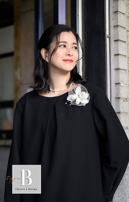 【Formaless Black®(フォーマレス ブラック®)】< 自宅で洗える/選べるデザイン>フレアワンピースorBOXワンピースブラックフォーマル 洗える ロング丈 フリーサイズ <32-313008>