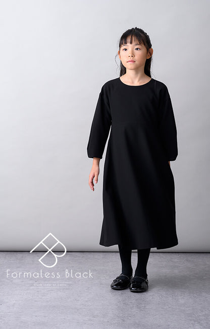 【Formaless Black®(フォーマレス ブラック®)-子供用-】< 自宅で洗える>テントラインワンピース ブラックフォーマル 洗える 100/120/140 <33-313013>