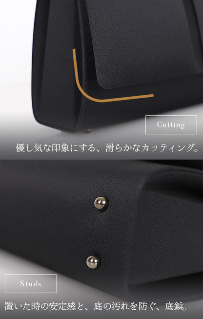 【日本製】上品な光沢感のあるサテン切り替え ブラックフォーマルバッグ<lily08>